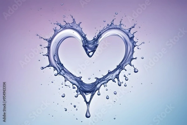 Fototapeta A water splash forming a shape with droplets suspended mid air set against a soft gradient, Ai Generated 