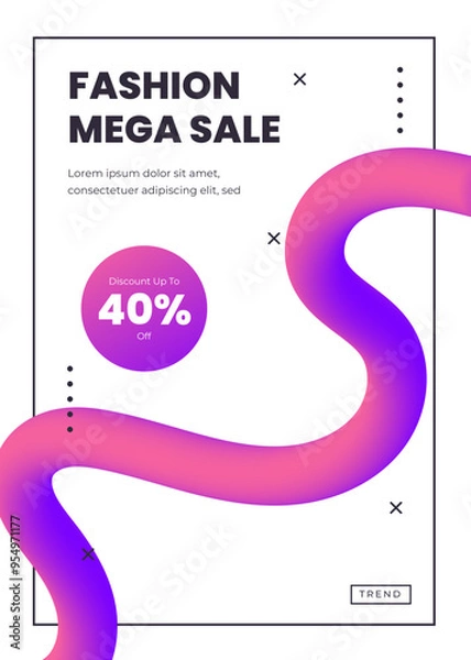 Fototapeta Gradient Fashion Sale A4 Poster Template with Abstract Fluid Background and Vibrant Colors 7