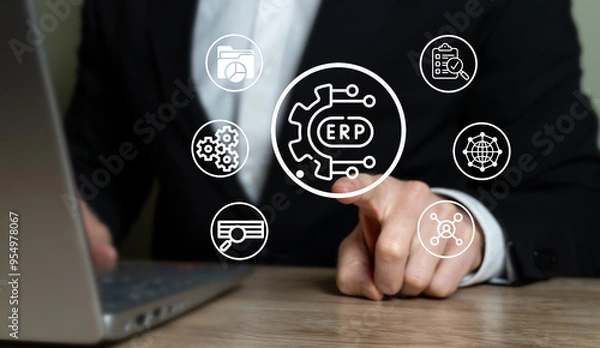 Fototapeta Enterprise Resource Planning Concept. ERP Software.