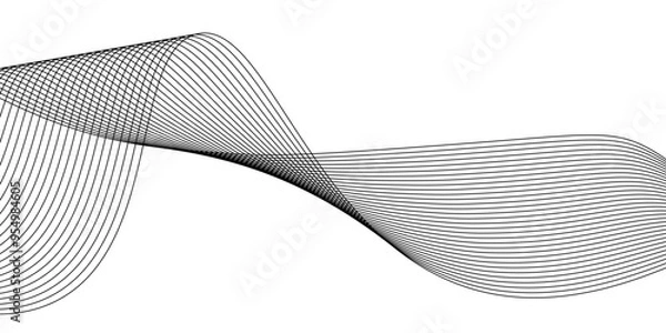 Fototapeta abstract black wave lines on white background,business, science concept. Asset for banner, overlay, collage, montage.blend line gray pattern with wavy stripes of the pattern of gray lines background.
