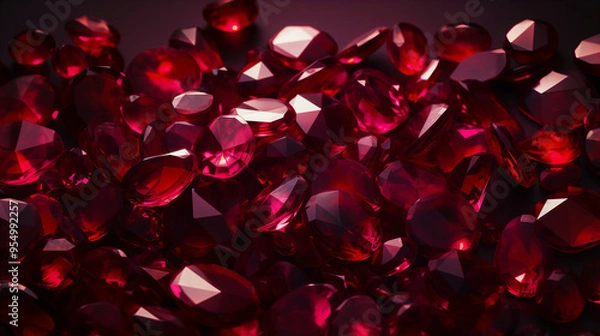 Obraz 深紅のルビーが散りばめられた豪華な宝石の背景