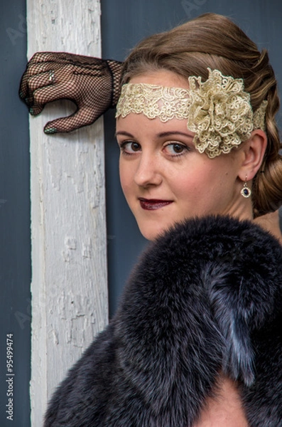 Fototapeta девушка одетая в стиле ретро 