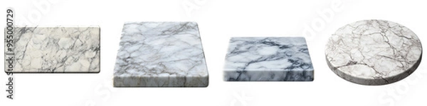 Obraz Empty White Marble Table Top - Elegant surface ready for use Isolated on Clear Background PNG Highly Detailed 