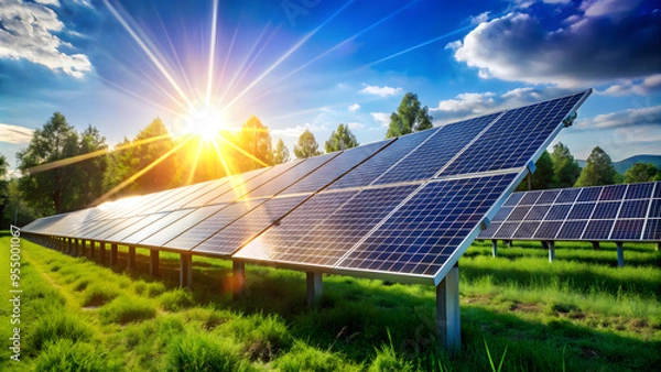 Obraz Solar panels against the background of sunlight