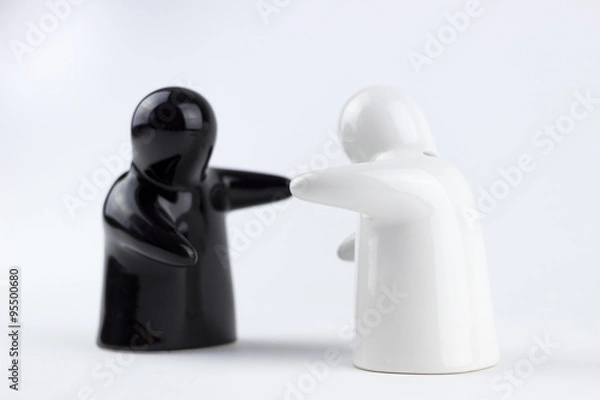 Obraz Two porcelain men on a white background