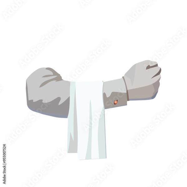 Fototapeta waiter's hand in glove with towel vector isolated on white background.eps