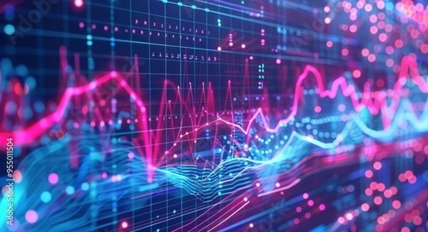 Fototapeta Data Visualization. Concept of Big Data Analysis with Abstract Infographics Design