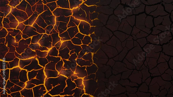 Obraz Pattern of molten lava with cracks. Vector background.