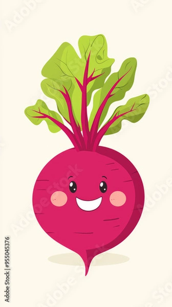 Fototapeta A cheerful beetroot with a bright smile and rosy cheeks, ready to brighten your day!
