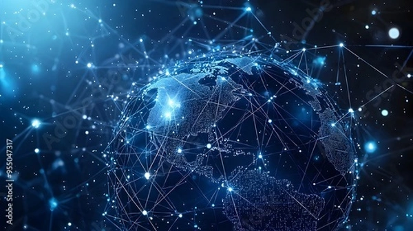 Fototapeta Interconnected Digital Globe Symbolizing a Global Connected World