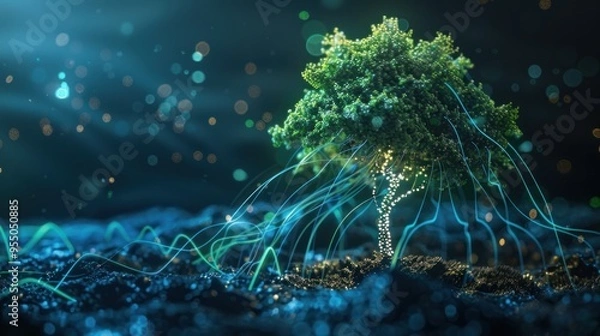 Obraz Green Technology: A Tree Grows on a Microchip