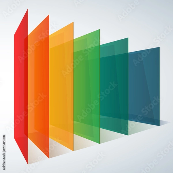 Fototapeta Infographics 3d perspective rainbow transparent rectangles on white background