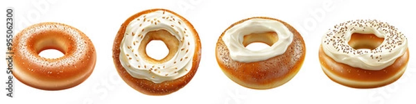 Fototapeta Delicious assorted donuts with creamy frosting, perfect for any sweet treat lover or bakery display.
