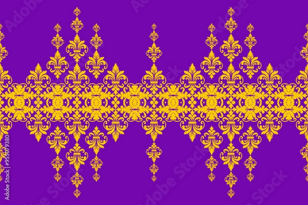 Fototapeta pattern,seamless,damask pattern,thai pattern, traditional ethnic, floral, fabric pattern for textiles,wallpaper, clothing, sarong, batik, wrapping, embroidery, print, background, cover,rugs,illustrati