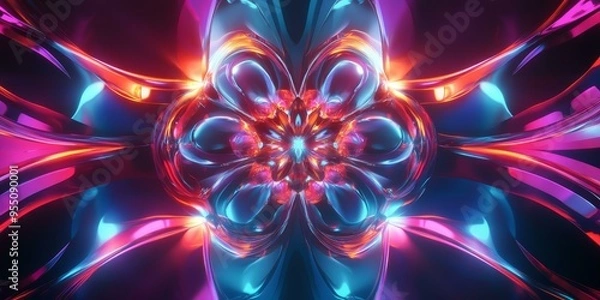 Obraz Abstract glowing shapes in neon colors.