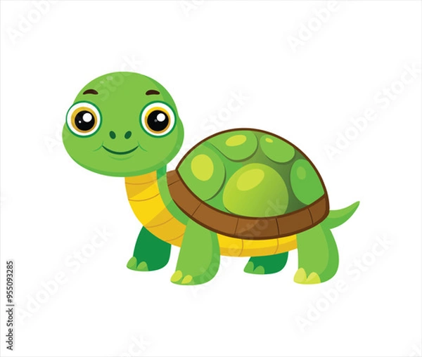 Fototapeta a cute cartoon turtle vector on a white background