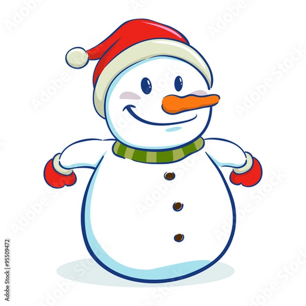 Fototapeta Happy Snowman Character in Winter Christmas