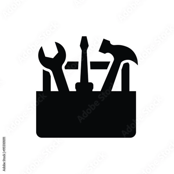 Fototapeta Tool box icon. Toolbox, toolkit, instrument vector icon. Toolbox Tools vector flat icon.