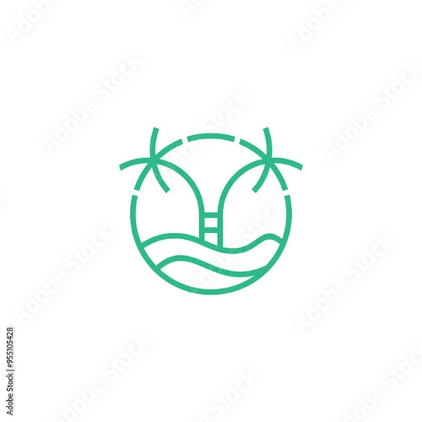 Obraz pool palm simple sleek creative geometric modern logo design