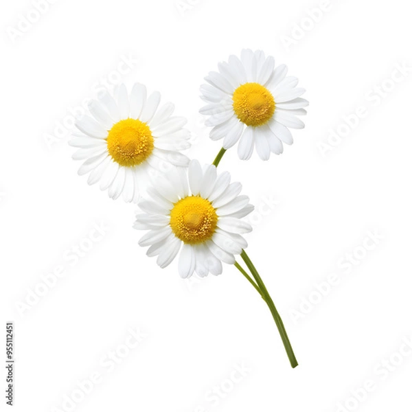 Fototapeta chamomile or daisies isolated on transparent background with clipping path. Set or collection.
