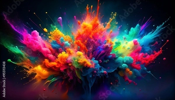 Fototapeta An image depicting a dramatic explosion of vibrant colors artistically blended to create a stunning visual experience a true celebration of color and energy in art