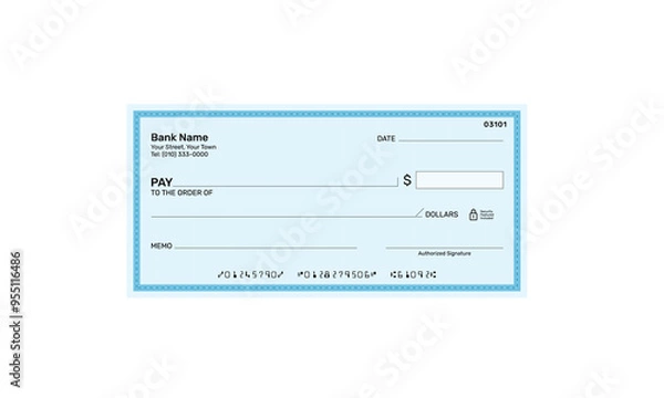 Obraz Blank bank cheque, Cheque mockup 