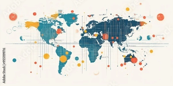 Fototapeta Infographic showing key global economic trends and their impact clear visual representation and informative