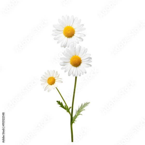 Fototapeta chamomile or daisies isolated on transparent background with clipping path. Set or collection.
