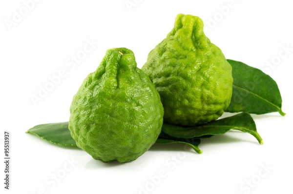 Obraz Kaffir lime fresh and leaf isolated.