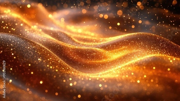 Fototapeta Abstract gold glitter background with soft gradients and flowing light.