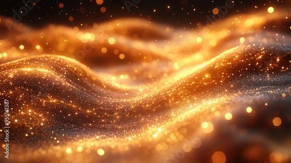 Fototapeta Abstract gold glitter background with soft gradients and flowing light.