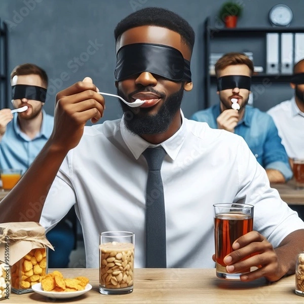Fototapeta 202 Guess the Flavor A blind taste testing game where employees