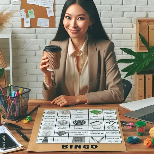 Fototapeta 228 Office Bingo A game where employees try to fill out a bingo