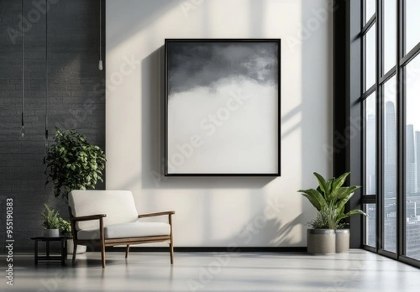 Fototapeta Elegant Home Decor Highlighting a painting Frame Adorned with Minimalism background, Graphic Resources, Wallpapers, Brochure, Advertising,
