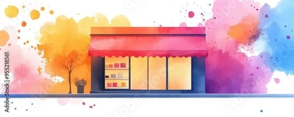 Fototapeta Store closing sale flat design side view Black Friday theme watercolor Split-complementary color scheme
