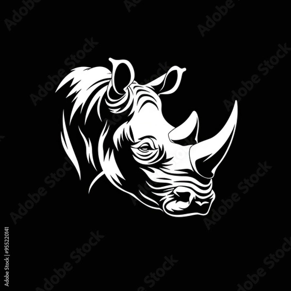 Fototapeta Beautiful Rhino Logo, Rhinoceros Design for Your Corporate and Business Graphic Resource or Creative Project, Ai Generative