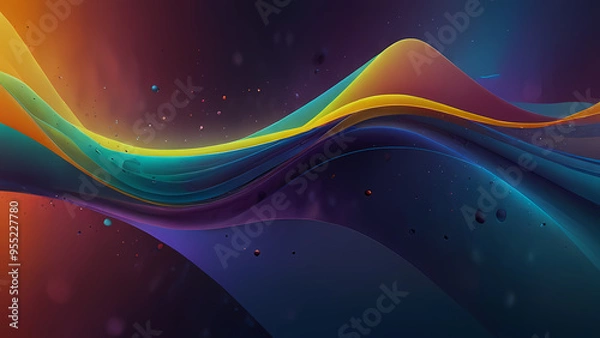 Fototapeta A fluid abstract background featuring the delicate balance between positive and negative ions, using soft gradients and sharp lines in complementary colors to represent the dynamic interplay