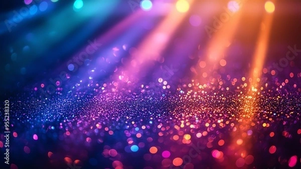 Fototapeta Colorful bokeh lights create a magical atmosphere with shimmering effects and vibrant hues in this stunning abstract background.