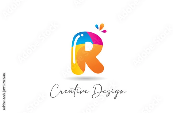 Fototapeta coloured R letter alphabet logo icon colorful design suitable for a company or business