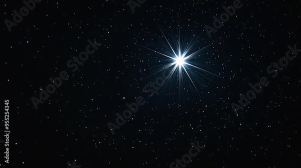 Fototapeta A minimalist composition featuring a single, bright star against a deep black background, creating a simple yet striking abstract night sky.