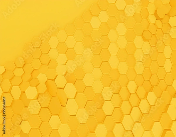 Fototapeta Geometric Honeycomb Pattern Abstract Yellow Hexagon Texture Background with Modern Clean Design