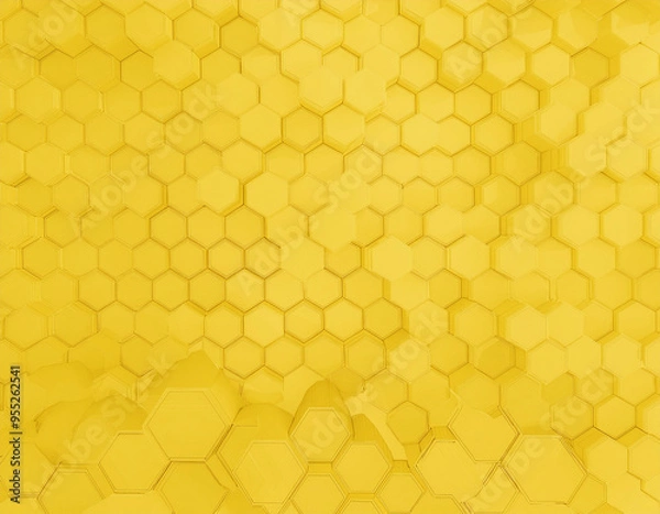 Fototapeta Geometric Honeycomb Pattern Abstract Yellow Hexagon Texture Background with Modern Clean Design