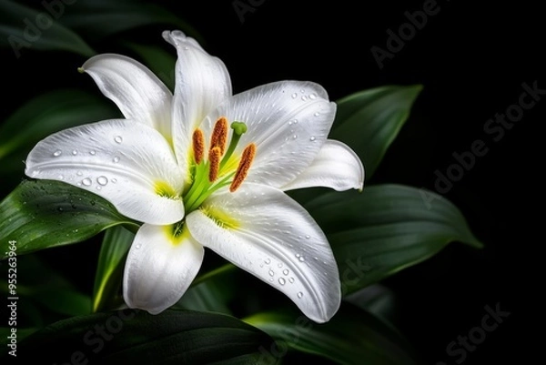 Fototapeta Lilies, white and pure, symbols of innocence are often used in ceremonies to convey sincerity and virtue