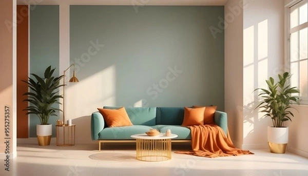 Fototapeta Photo interior modern design room 3d illustration