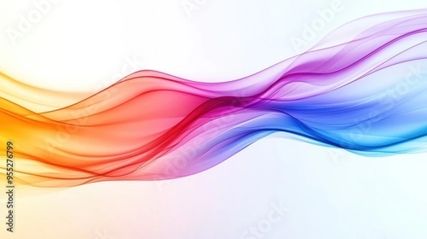 Fototapeta Colorful abstract waves flow gracefully, creating a vibrant and dynamic visual experience for various design projects.
