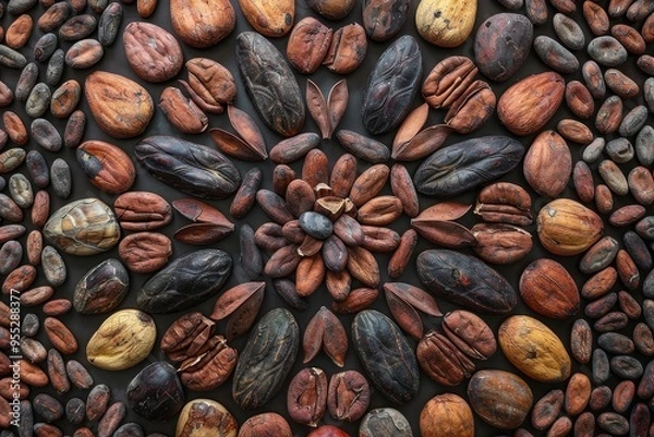 Fototapeta Cocoa Mandala: Artistic Bean Arrangement