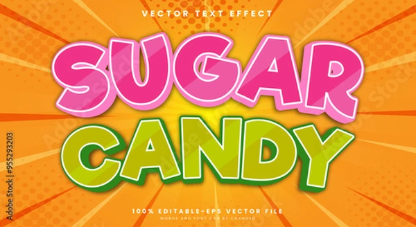 Fototapeta Sugar Candy 3d editable text effect Template suitable for Sweet food product