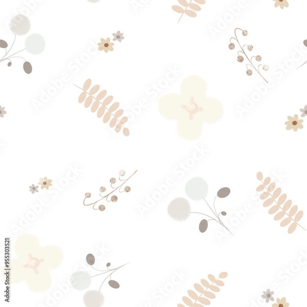 Fototapeta Seamless pattern with flowers