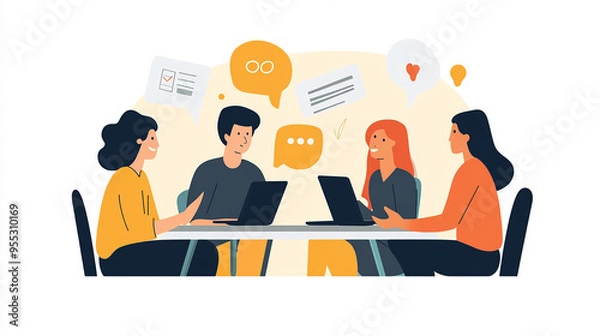 Fototapeta Encourage open communication by creating an environment where team members feel comfortable sharing ideas, feedback, and concerns.