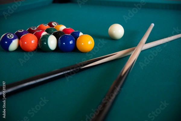 Fototapeta billiard balls on a table